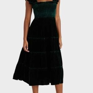 Hill House The Ellie Nap Dress Emerald Velvet